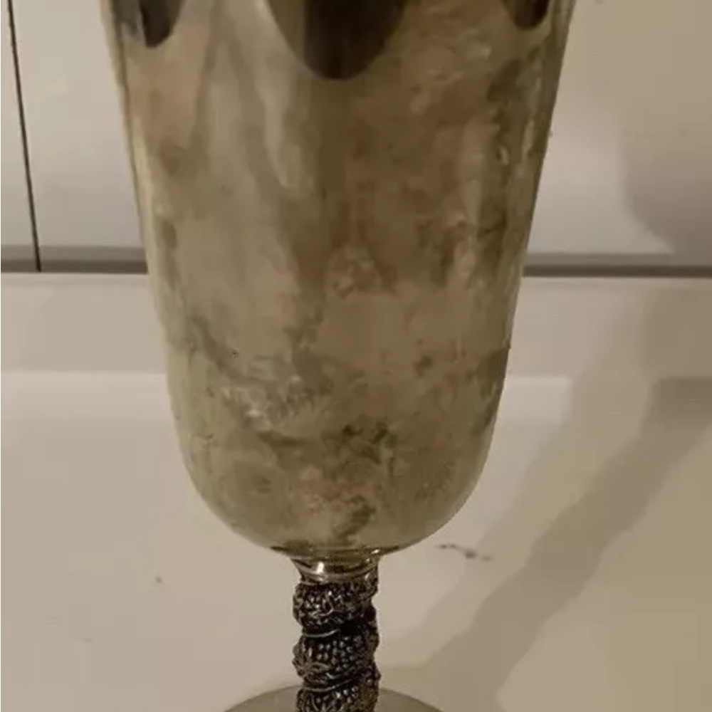 Vintage Silver plated chalice goblet Accent Spain twisted Grapevine stem‎